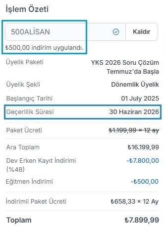 Kunduz indirim ekranı